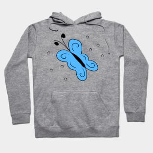 Blue butterfly. Summer illustration. Lightness, flight. Women's, children's design Hoodie